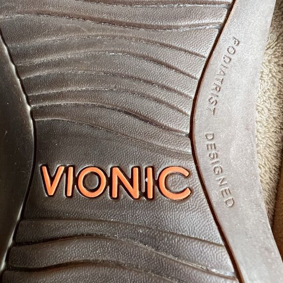 Vionic Rest Miami Orange Leather T-Strap Sandals Women 8 Gold Accents Strappy - Picture 13 of 14